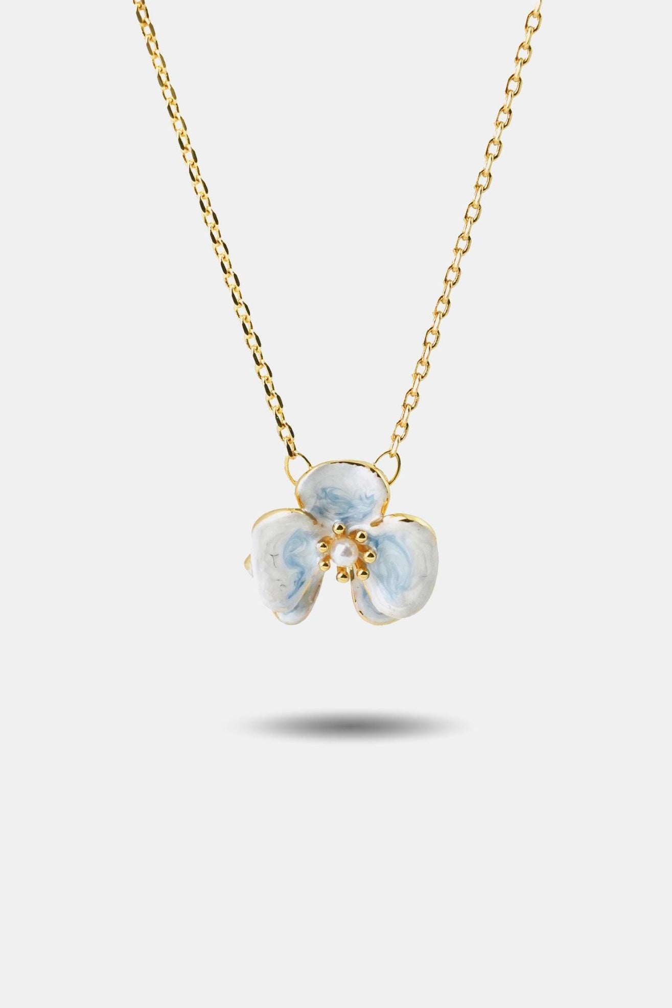 Flora Enamel Viola Necklace — Gold - EenPorcelain