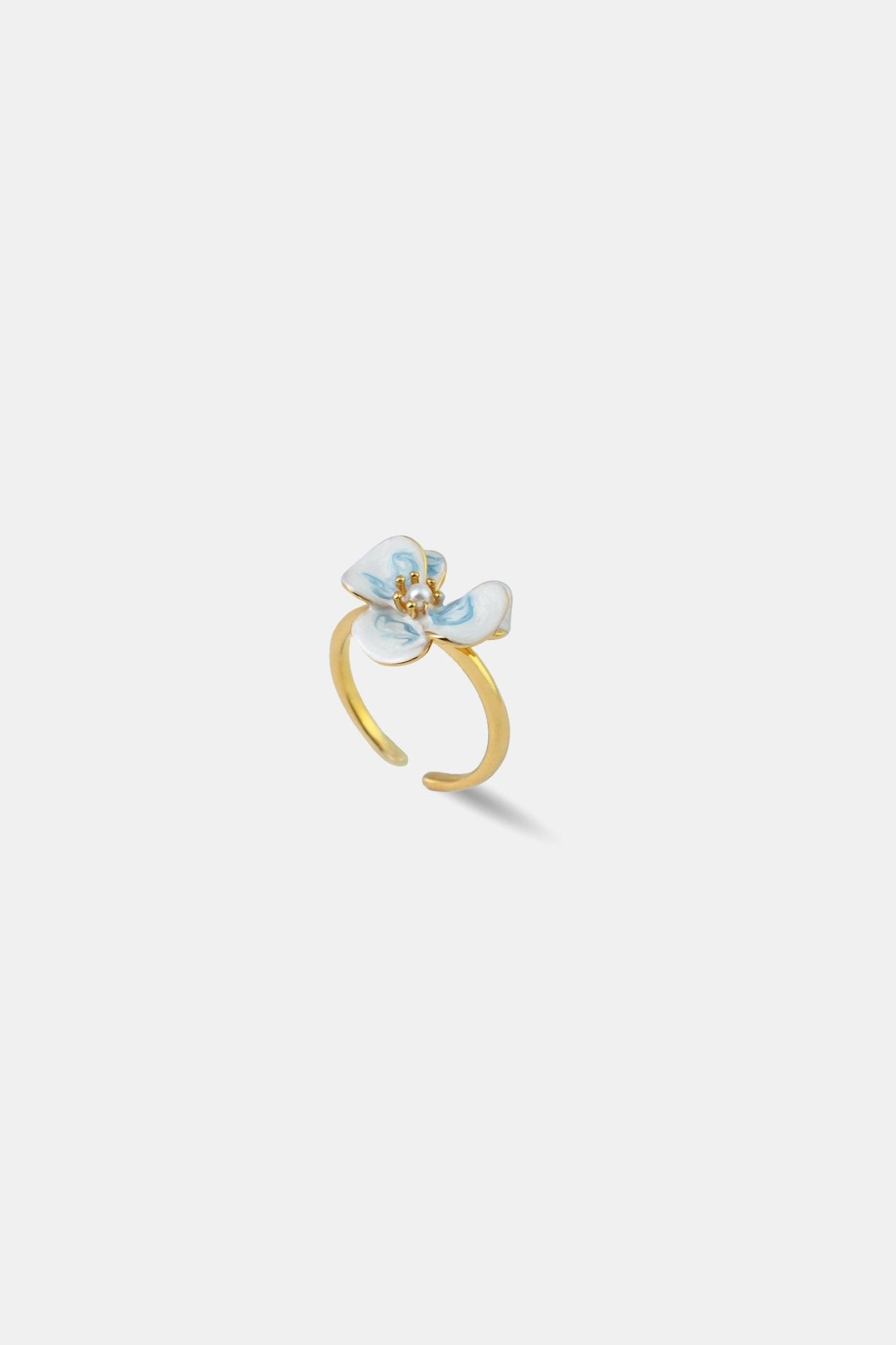 Flora Enamel Viola Ring — Gold - EenPorcelain