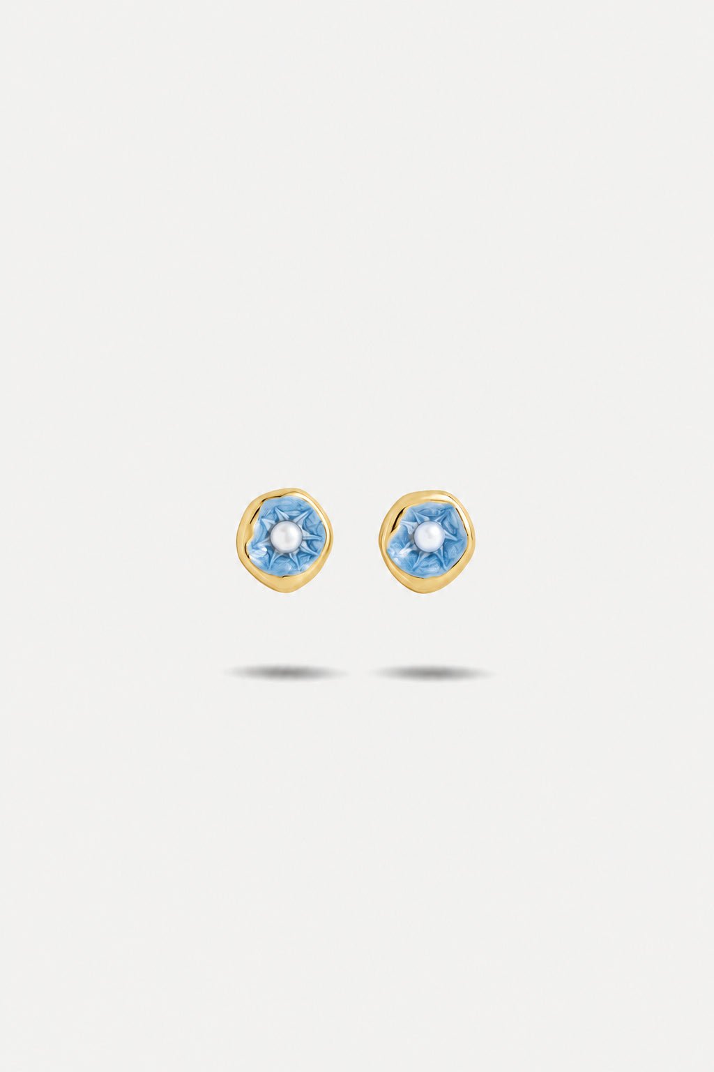 Flora Lotus Earrings - Freshwater Pearls - EenPorcelain-Enamel Painted Jewelry