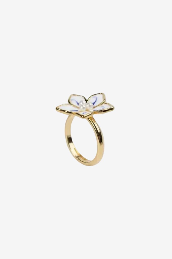 Foral ring - Enamel Celestial Bloom - EenPorcelain - Enamel Painted Jewelry