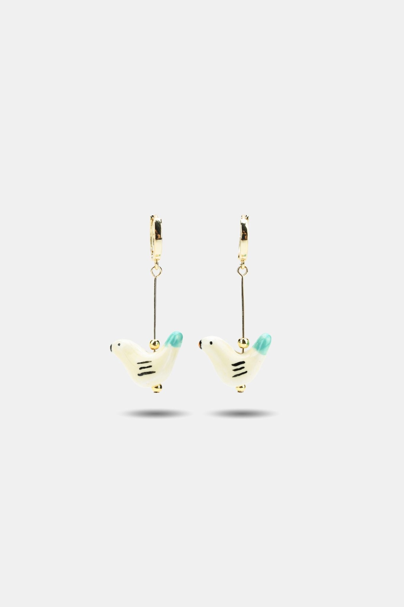 Handpainted Porcelain Bird Earrings — Creamy Yellow - EenPorcelain