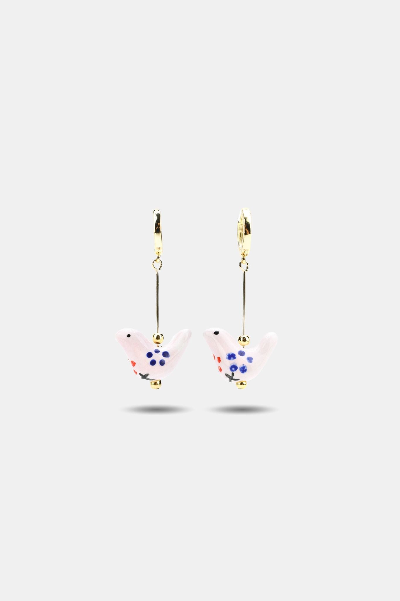 Handpainted Porcelain Bird Earrings — Rose - EenPorcelain
