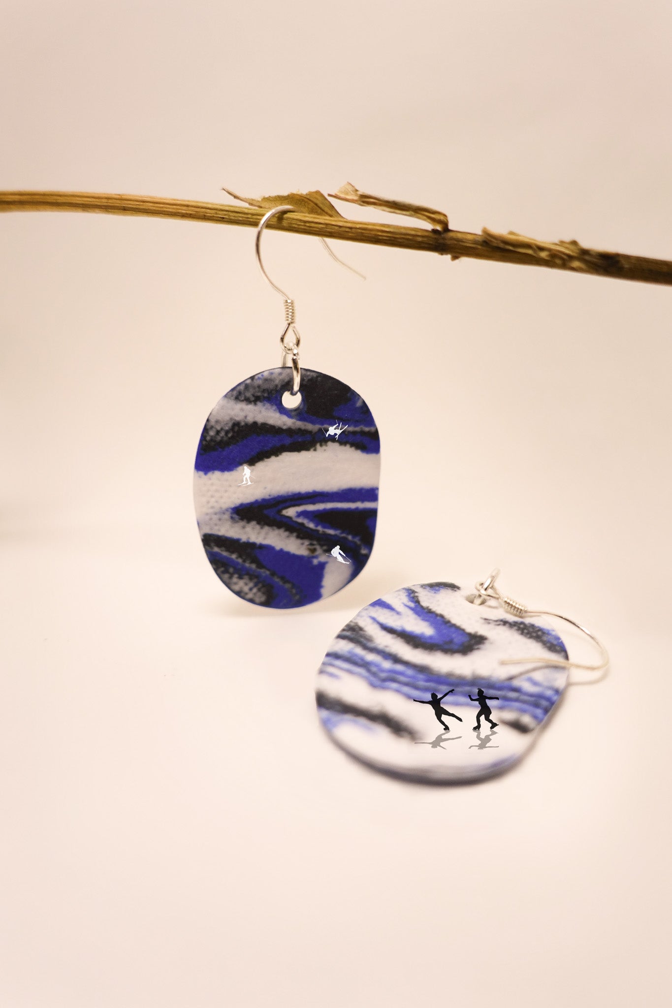 Handmade Original Ceramic Shard Earrings - Blue/Black