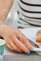 Mermaid Tail Ring – Enamel & Pearl Adjustable Gold Band - EenPorcelain