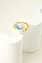 Mermaid Tail Ring – Enamel & Pearl Adjustable Gold Band - EenPorcelain