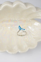 Mermaid Tail Ring – Enamel & Pearl Adjustable Ring Band - EenPorcelain
