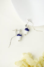 Mushroom Drop Earrings – Hand - Painted Ceramic with Mismatched Charms - EenPorcelain