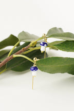 Mushroom Drop Earrings – Hand - Painted Ceramic with Mismatched Charms - EenPorcelain