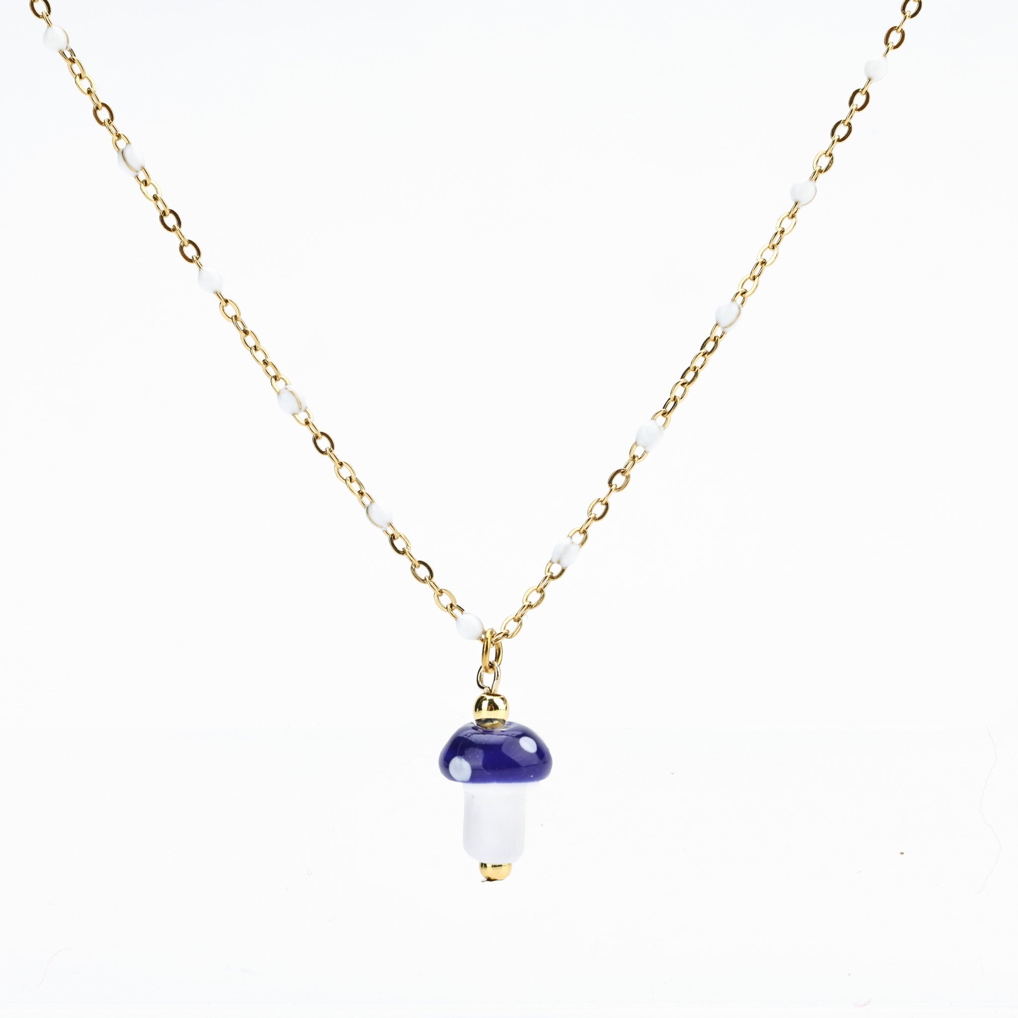 Mushroom Pendant Necklace – Hand - Painted Ceramic Charm - EenPorcelain