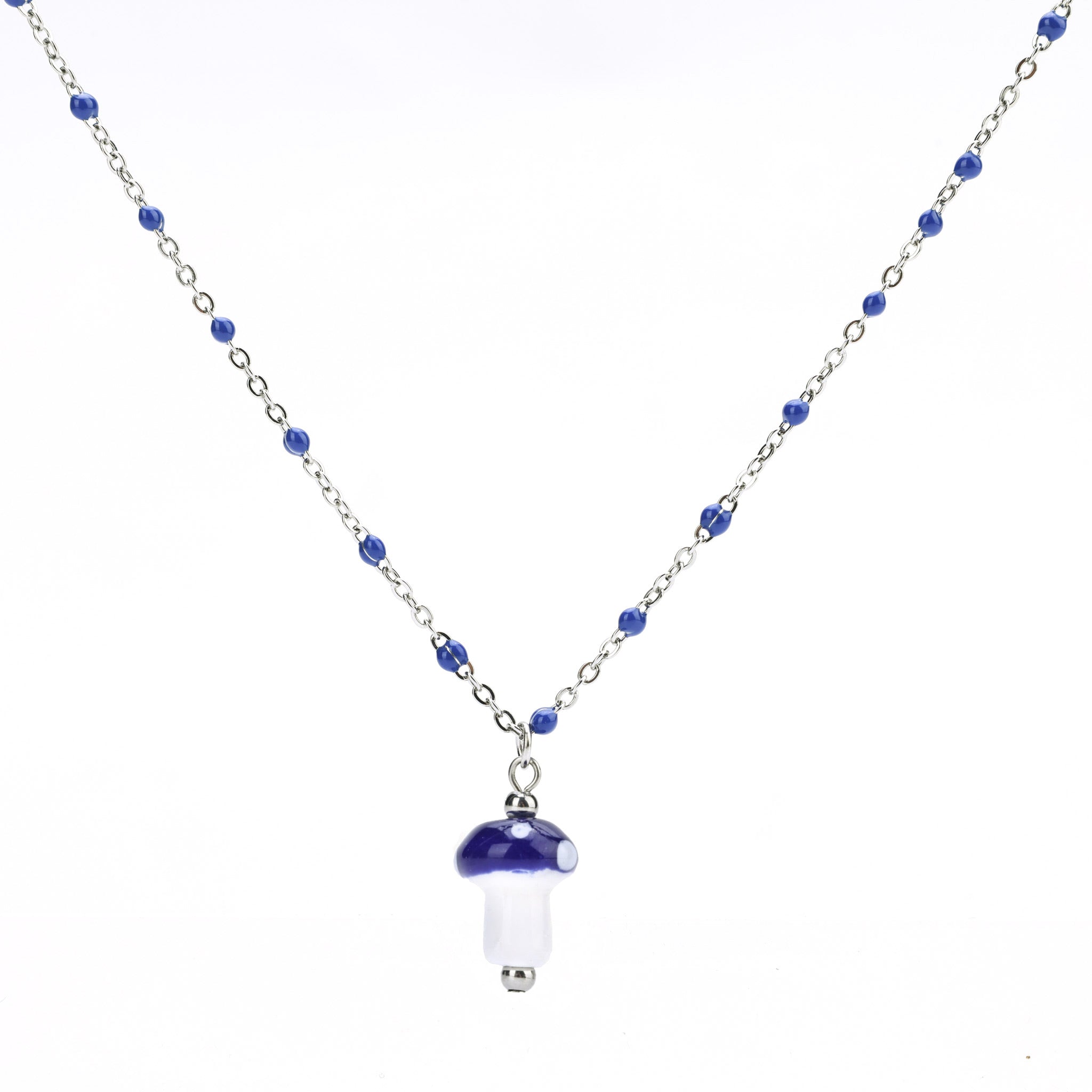 Mushroom Pendant Necklace – Hand - Painted Ceramic Charm - EenPorcelain