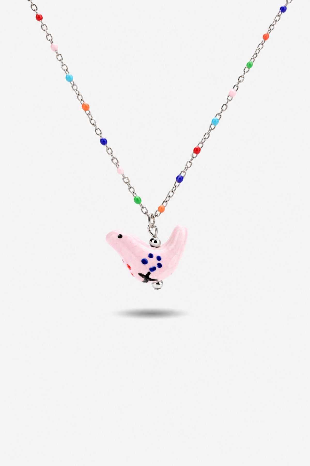Porcelain Bird Necklace — Rose - EenPorcelain-Enamel Painted Jewelry