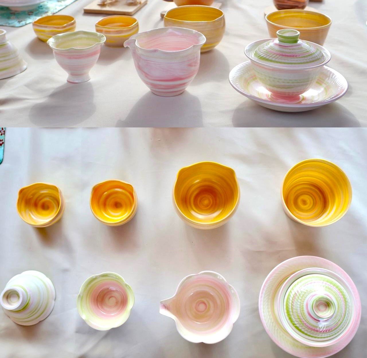 premium-tea-set-agateware-pottery-porcelain, EenPorcelain 