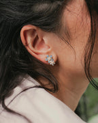 Spinning Blossom Earrings – Enamel Flowers with Pearl Accents - EenPorcelain