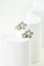 Spinning Blossom Earrings – Enamel Flowers with Pearl Accents - EenPorcelain