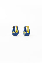 Stellar Bloom Hoops – Little Blue Enamel Earrings - EenPorcelain