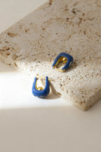 Stellar Bloom Hoops – Little Blue Enamel Earrings - EenPorcelain