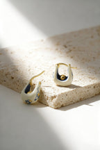 Stellar Bloom Hoops – Little White Enamel Earrings - EenPorcelain