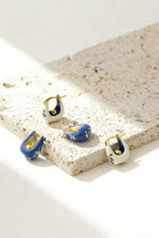 Stellar Bloom Hoops – Little White Enamel Earrings - EenPorcelain
