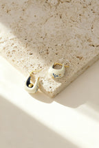 Stellar Bloom Hoops – Little White Enamel Earrings - EenPorcelain