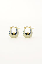 Stellar Bloom Hoops – Little White Enamel Earrings - EenPorcelain