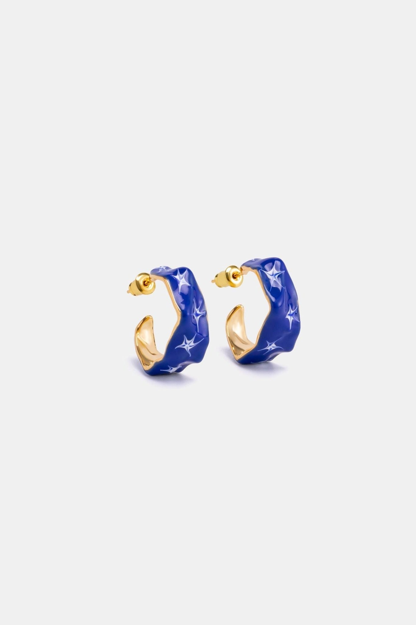 Stellar Enamel Hoop Earrings — Blue · Large - EenPorcelain
