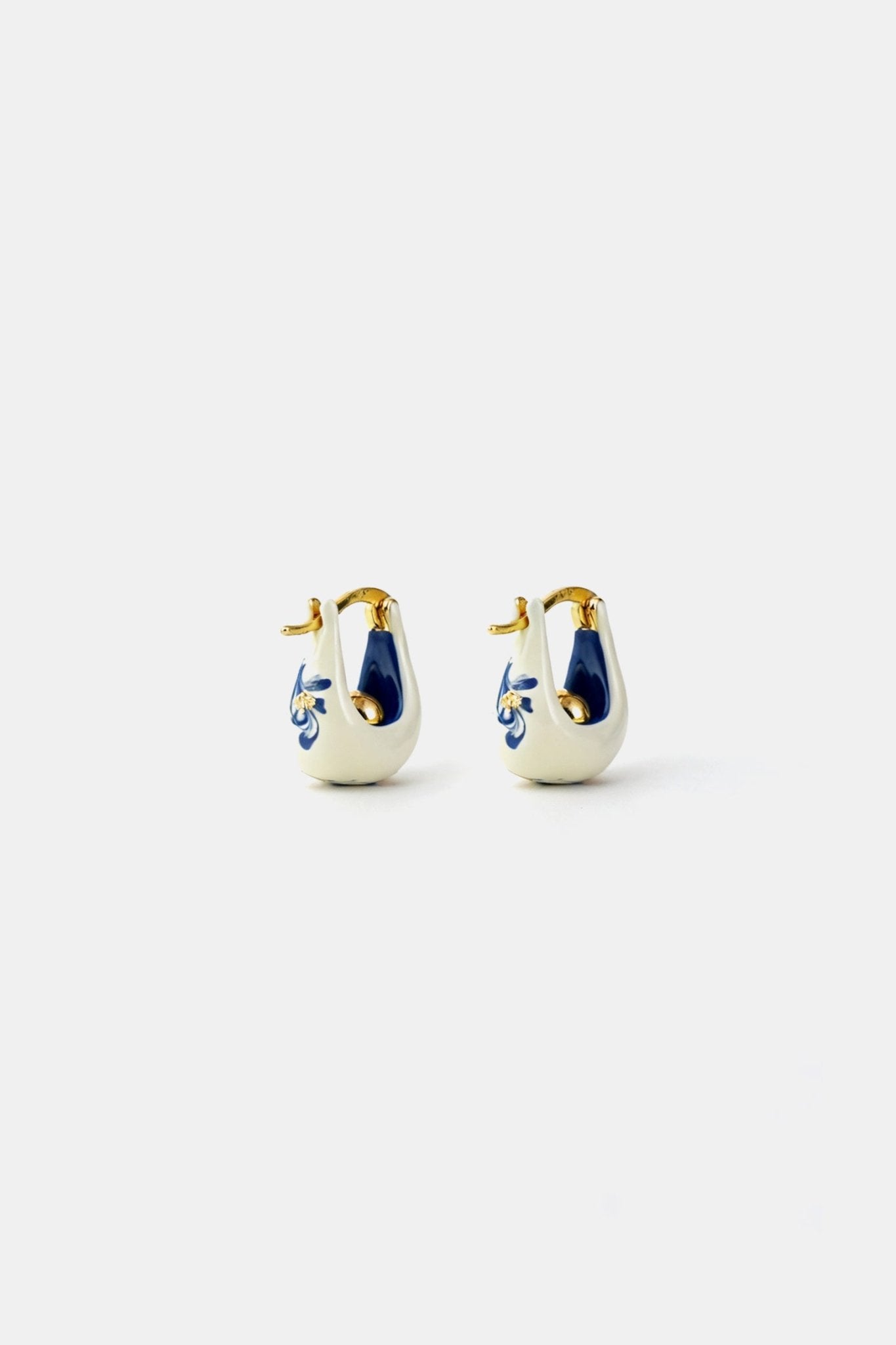 Stellar Enamel Tide Earrings (hoops) — White · Small - EenPorcelain