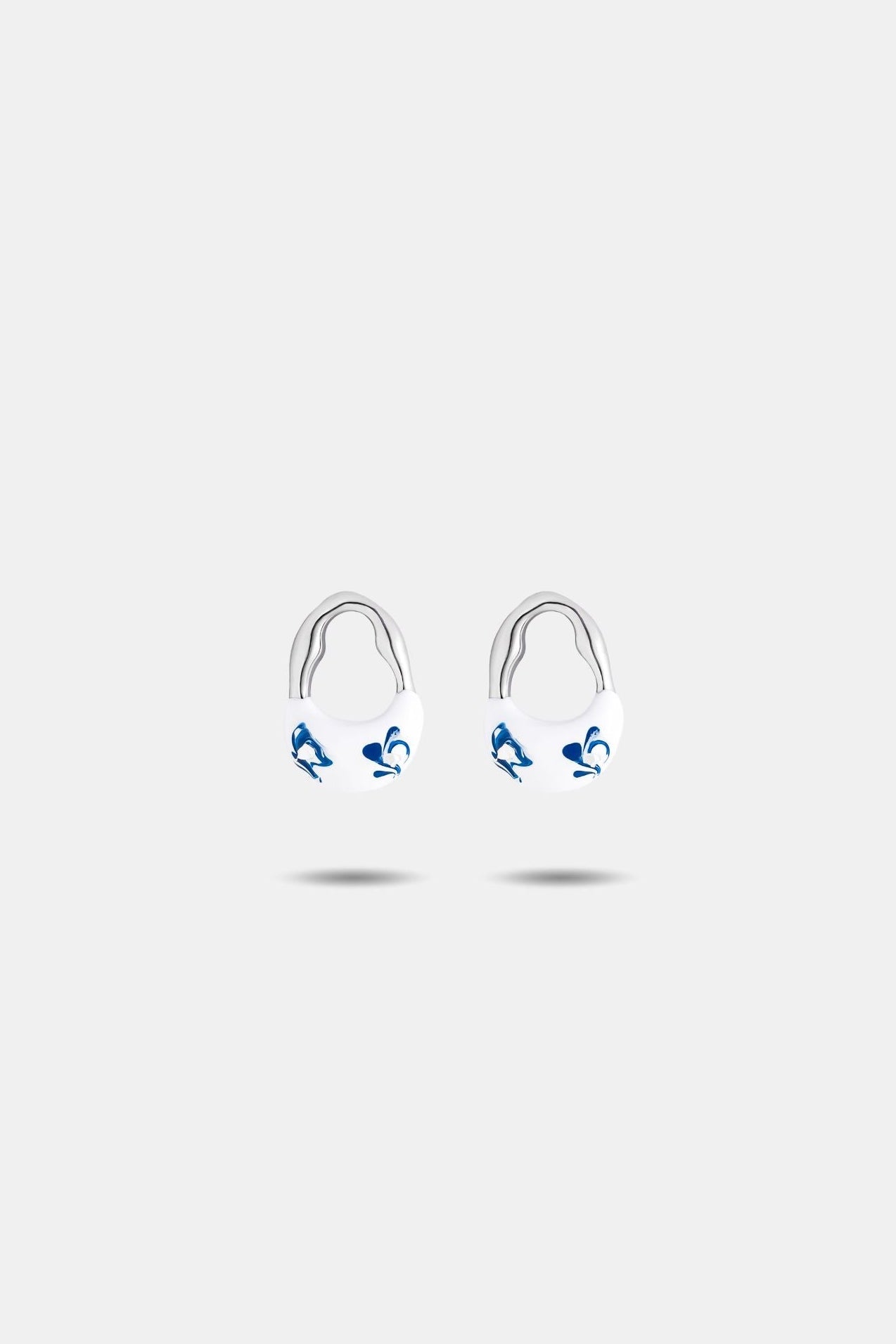 Stellar Enamel Tide Earrings — White & Blue · Small - EenPorcelain - Enamel Painted Jewelry