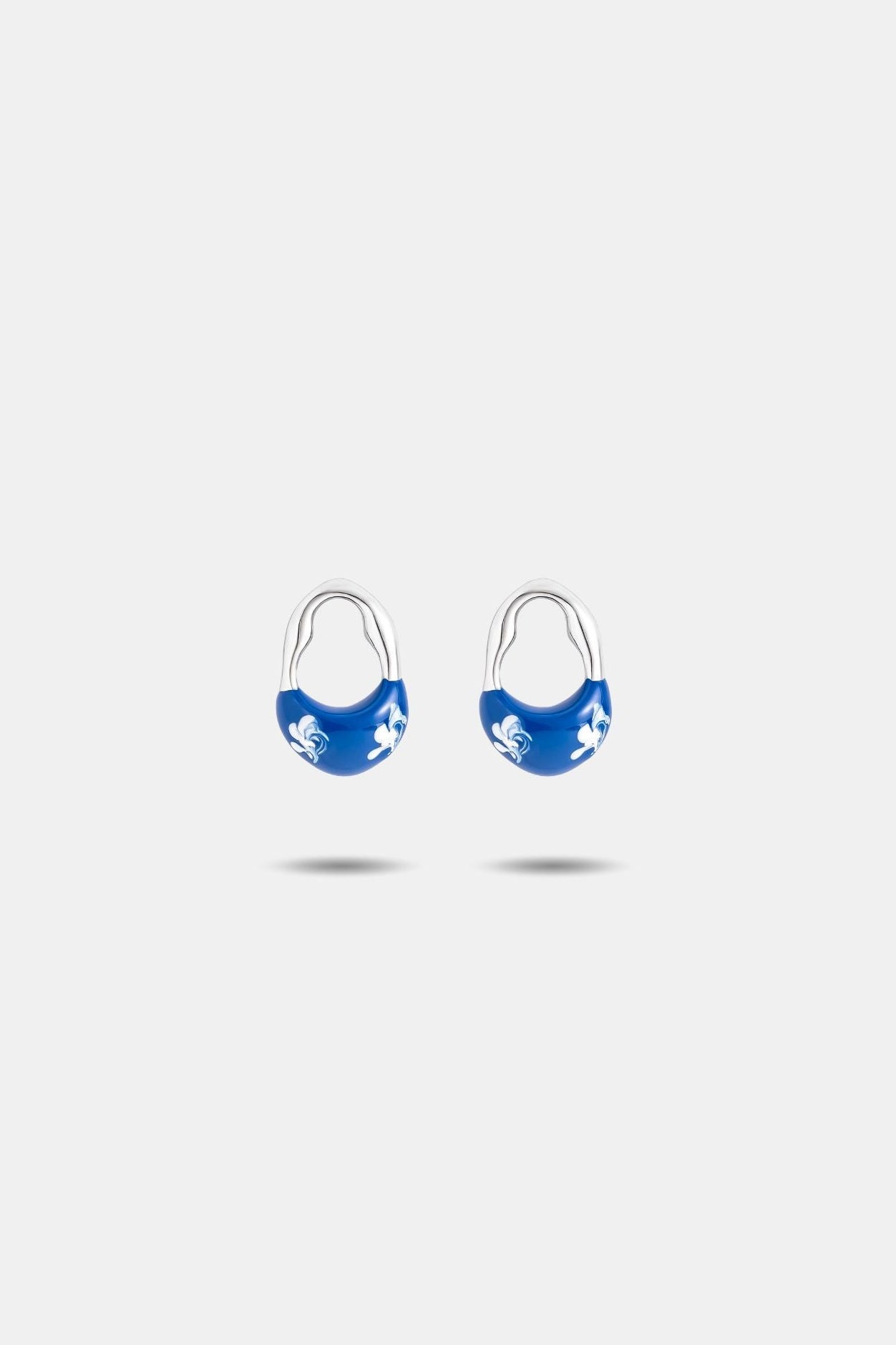 Stellar Enamel Tide Earrings — White & Blue · Small - EenPorcelain - Enamel Painted Jewelry