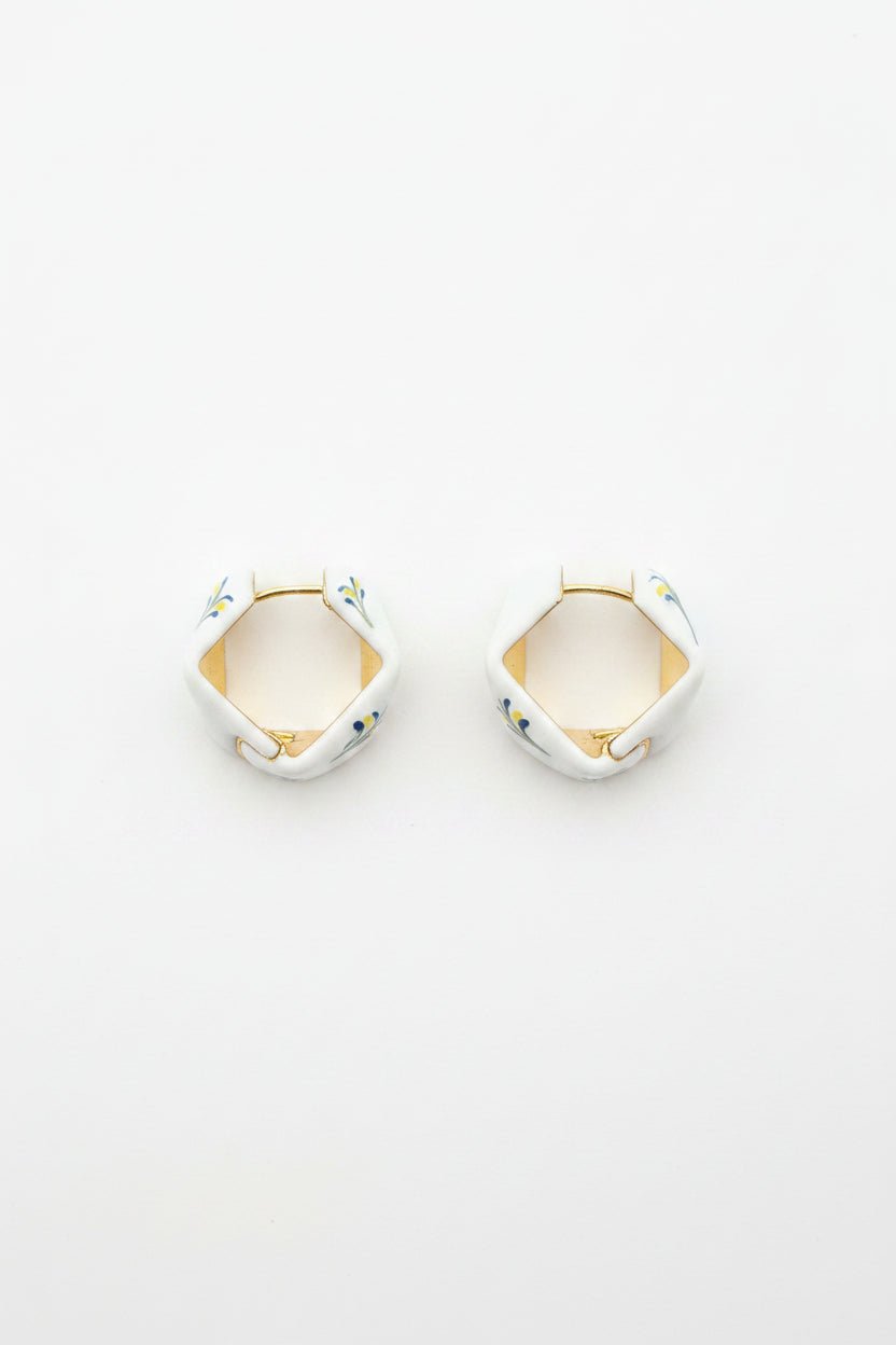 Stellar Hoop Earrings — White - EenPorcelain-Enamel Painted Jewelry