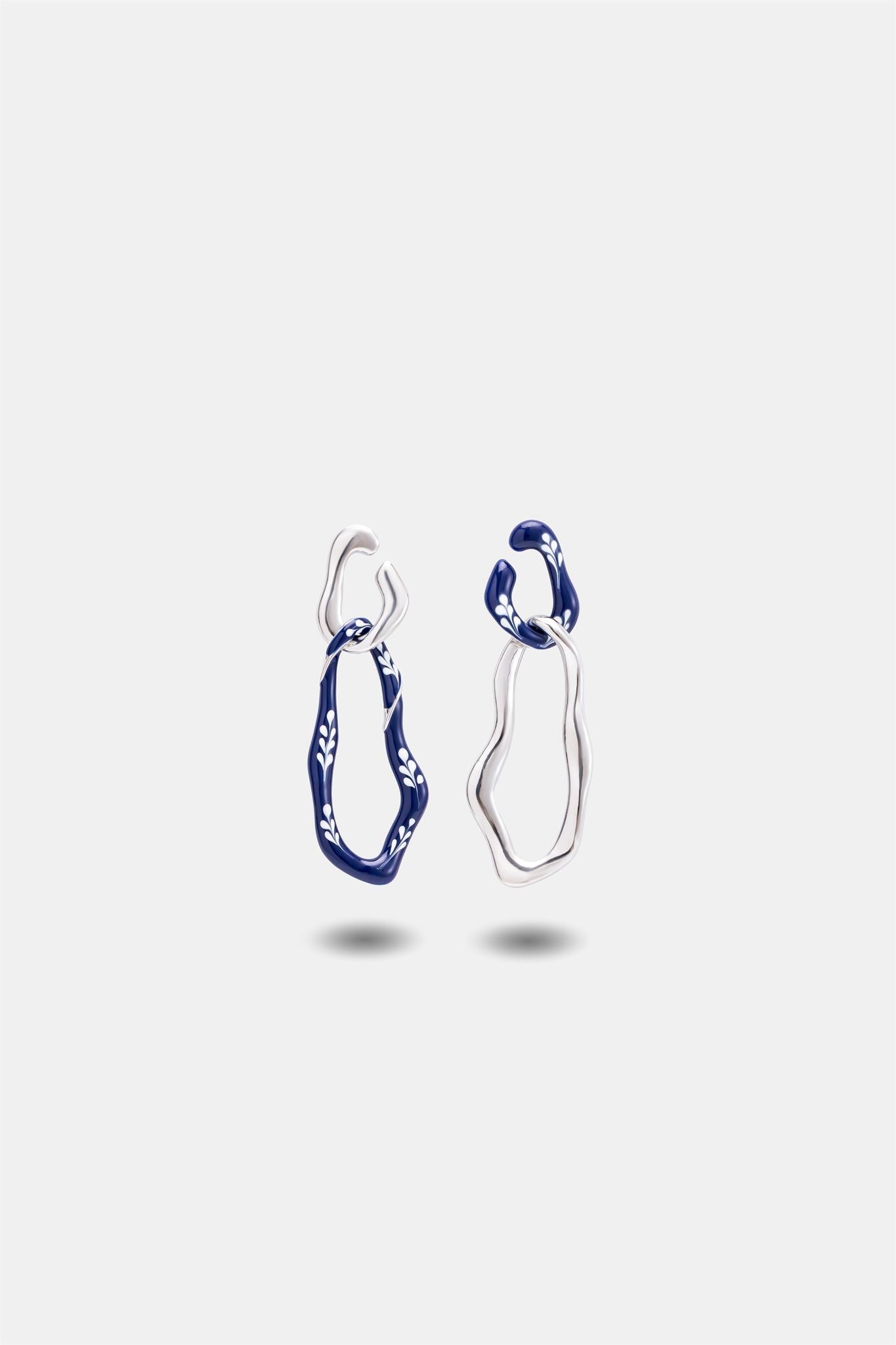 Varia 2-in-1 Earrings — Blue & Gold - EenPorcelain-Enamel Painted Jewelry
