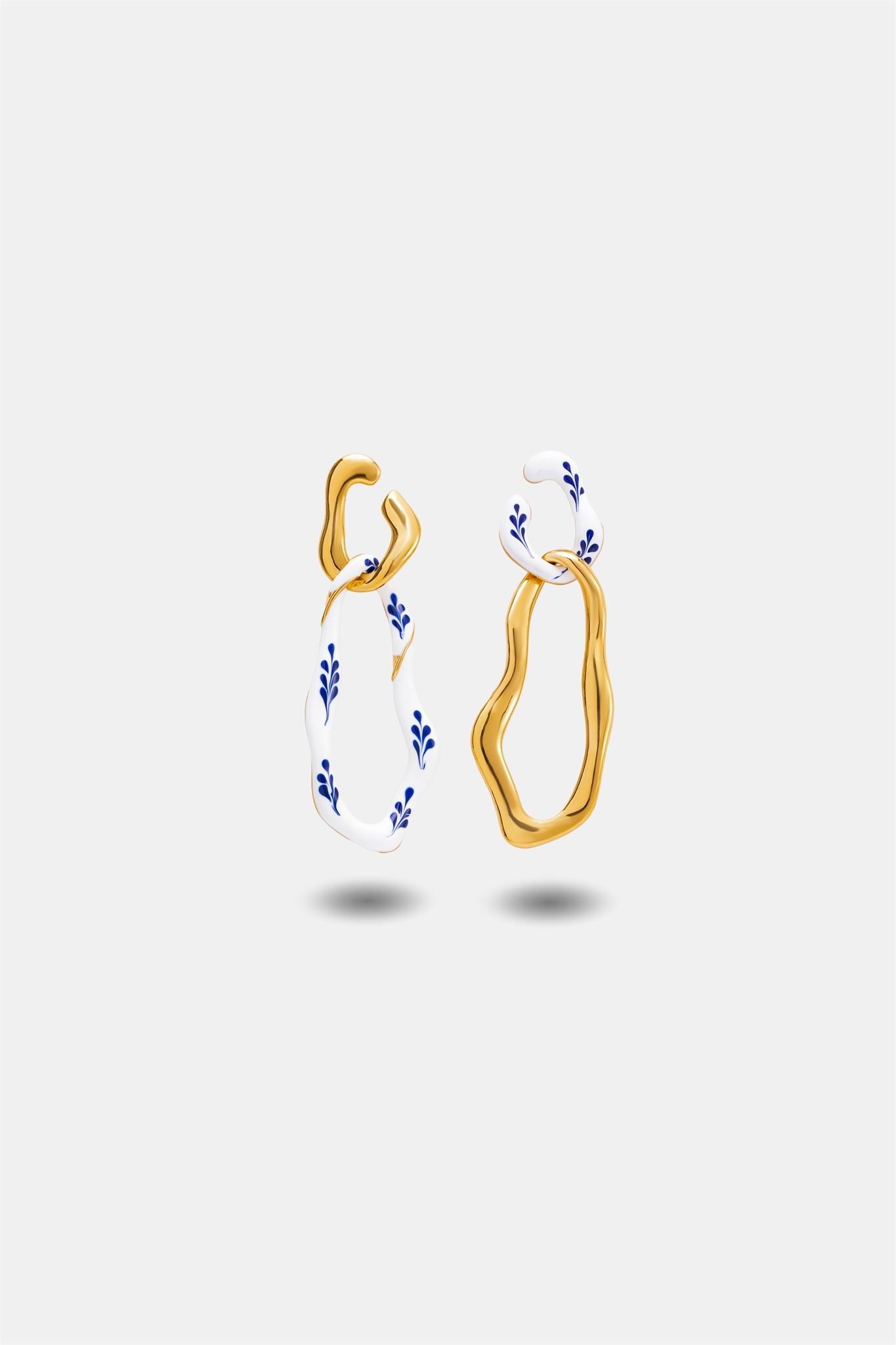 Varia 2-in-1 Earrings — Blue & Silver - EenPorcelain-Enamel Painted Jewelry