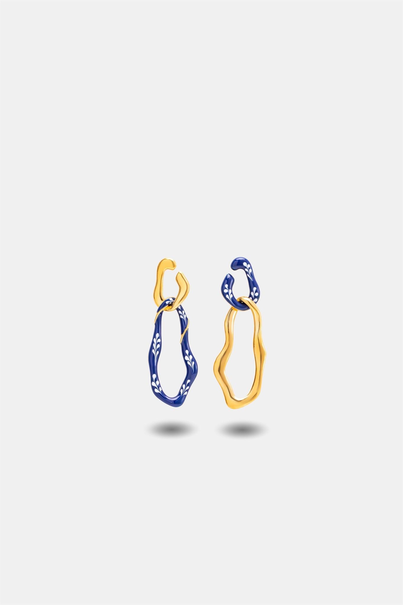 Varia 2-in-1 Earrings — Blue & Silver - EenPorcelain-Enamel Painted Jewelry