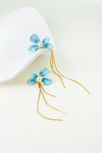 Varia Bloom Earrings – Enamel Flower with Detachable Gold Tassels - EenPorcelain