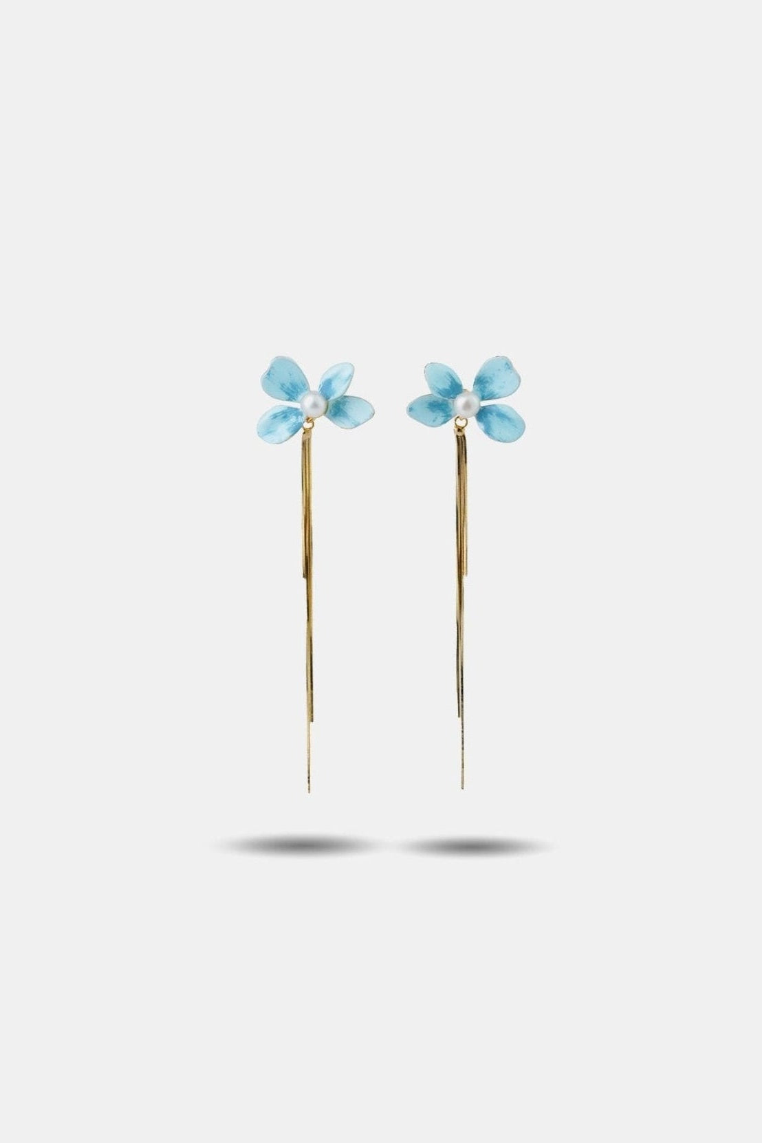 Varia Bloom Earrings – Enamel Flower with Detachable Gold Tassels - EenPorcelain