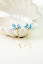 Varia Bloom Earrings – Enamel Flower with Detachable Gold Tassels - EenPorcelain