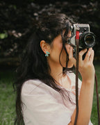 Varia Bloom Earrings – Enamel Flower with Detachable Silver Tassels - EenPorcelain