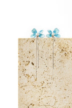 Varia Bloom Earrings – Enamel Flower with Detachable Silver Tassels - EenPorcelain
