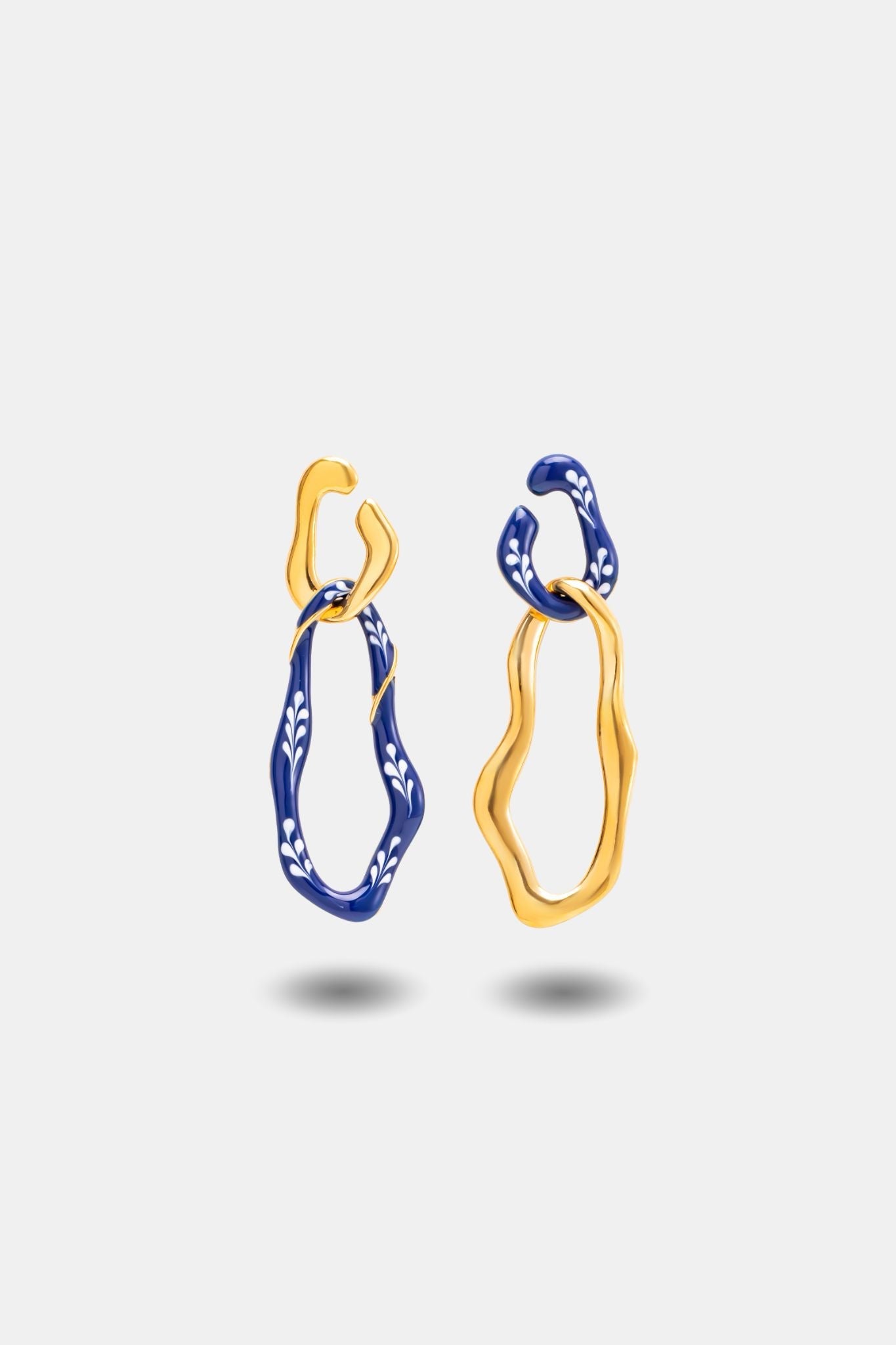 Varia Enamel 2 - in - 1 Earrings — Blue & Gold - EenPorcelain