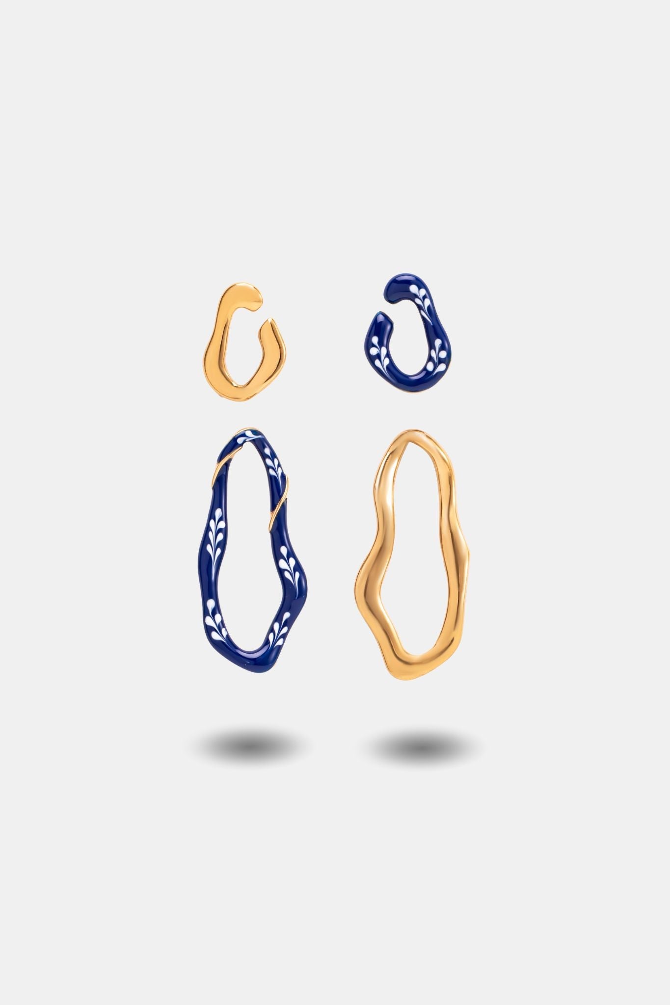 Varia Enamel 2 - in - 1 Earrings — Blue & Gold - EenPorcelain