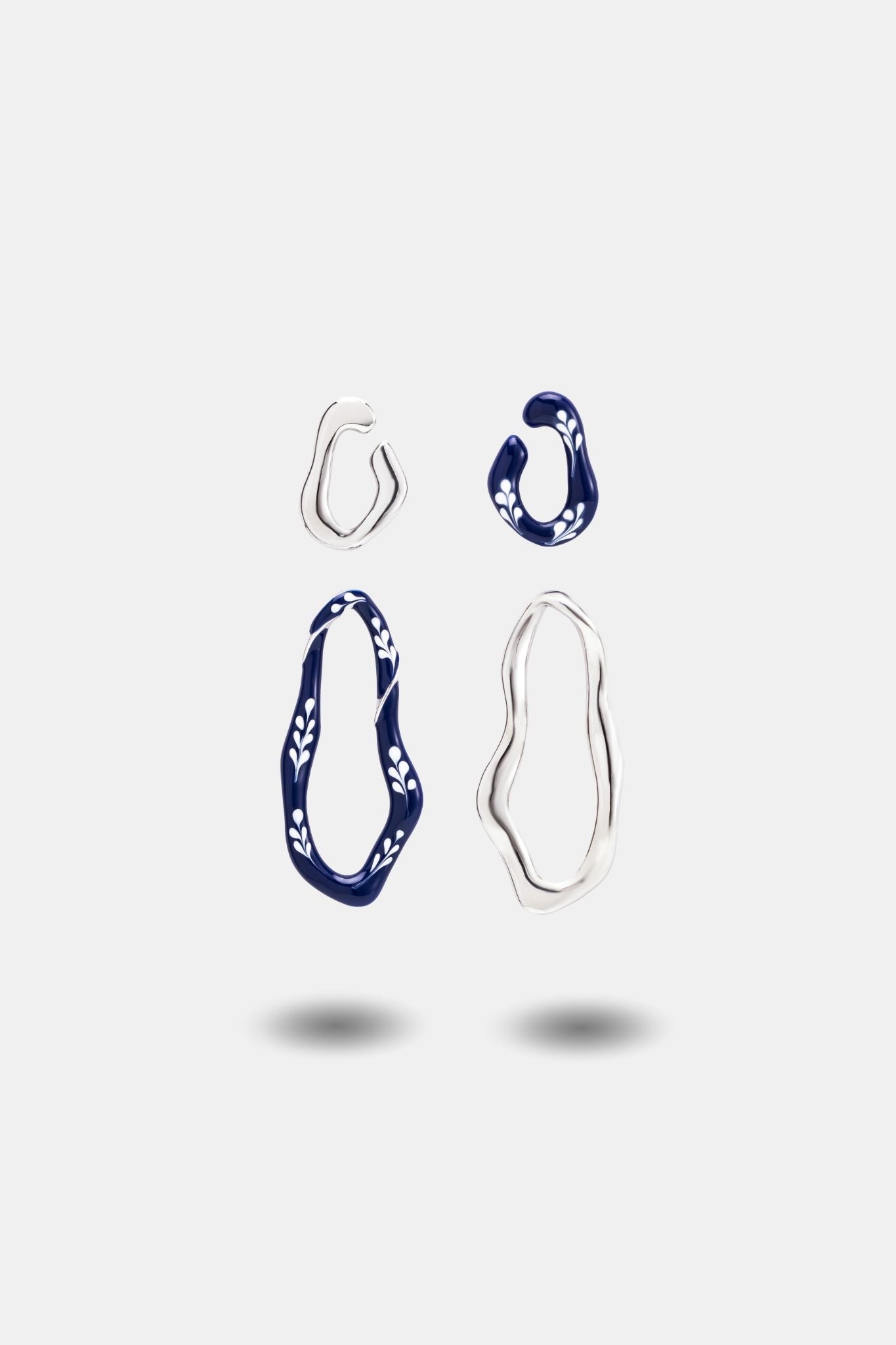Varia Enamel 2 - in - 1 Earrings — Blue & Silver - EenPorcelain