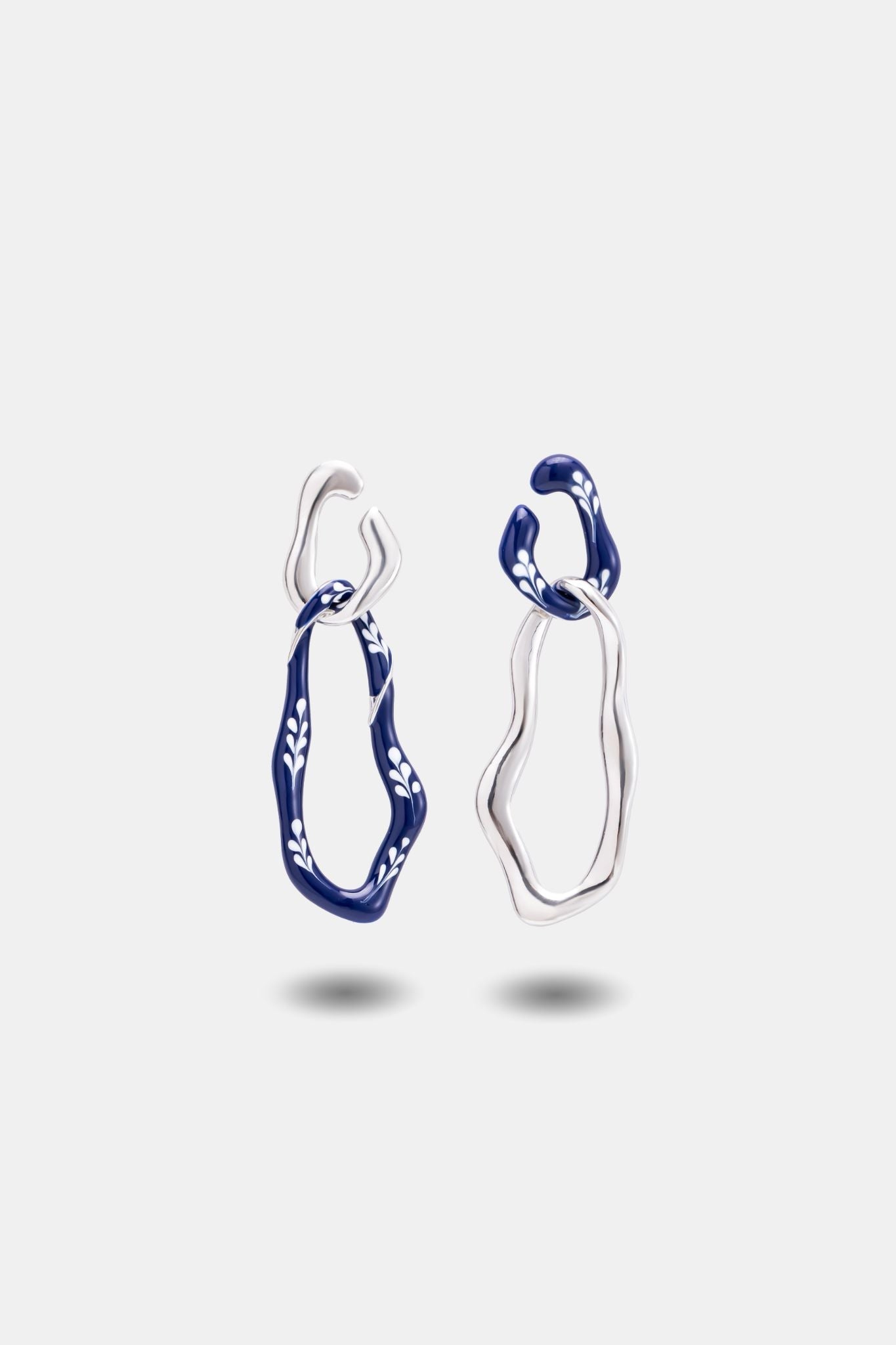Varia Enamel 2 - in - 1 Earrings — Blue & Silver - EenPorcelain