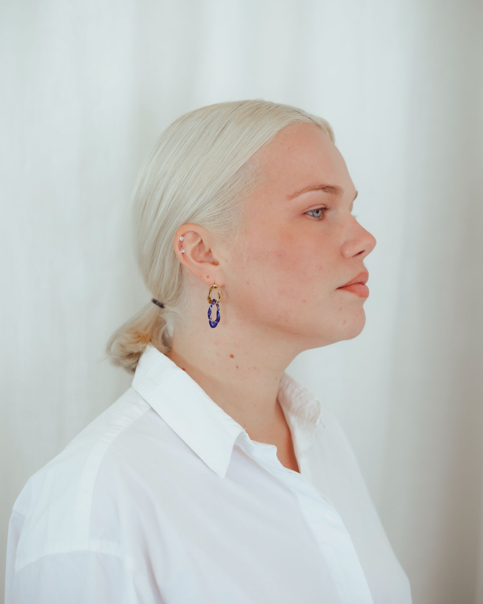 Varia Enamel 2 - in - 1 Earrings (mini) — Blue & Gold - EenPorcelain