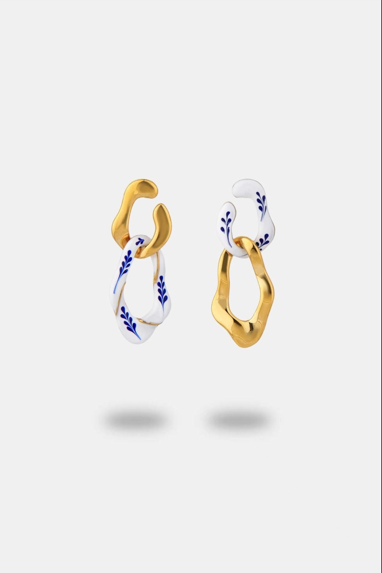 Varia Enamel 2 - in - 1 Earrings (mini) — Blue & Silver - EenPorcelain