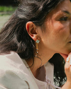 Varia Porcelain Pattern Earrings with Drop – Detachable Lapis & Pearl - EenPorcelain