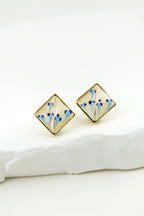 Varia Porcelain Pattern Earrings with Drop – Detachable Lapis & Pearl - EenPorcelain