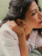 Varia Porcelain Pattern Earrings with Drop – Detachable Lapis & Pearl - EenPorcelain