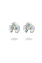 Viola Bloom Earrings – Enamel Flower with Pearl Accent - EenPorcelain