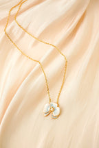 Viola Bloom Necklace – Enamel Flower & Pearl Pendant - EenPorcelain