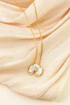 Viola Bloom Necklace – Enamel Flower & Pearl Pendant - EenPorcelain