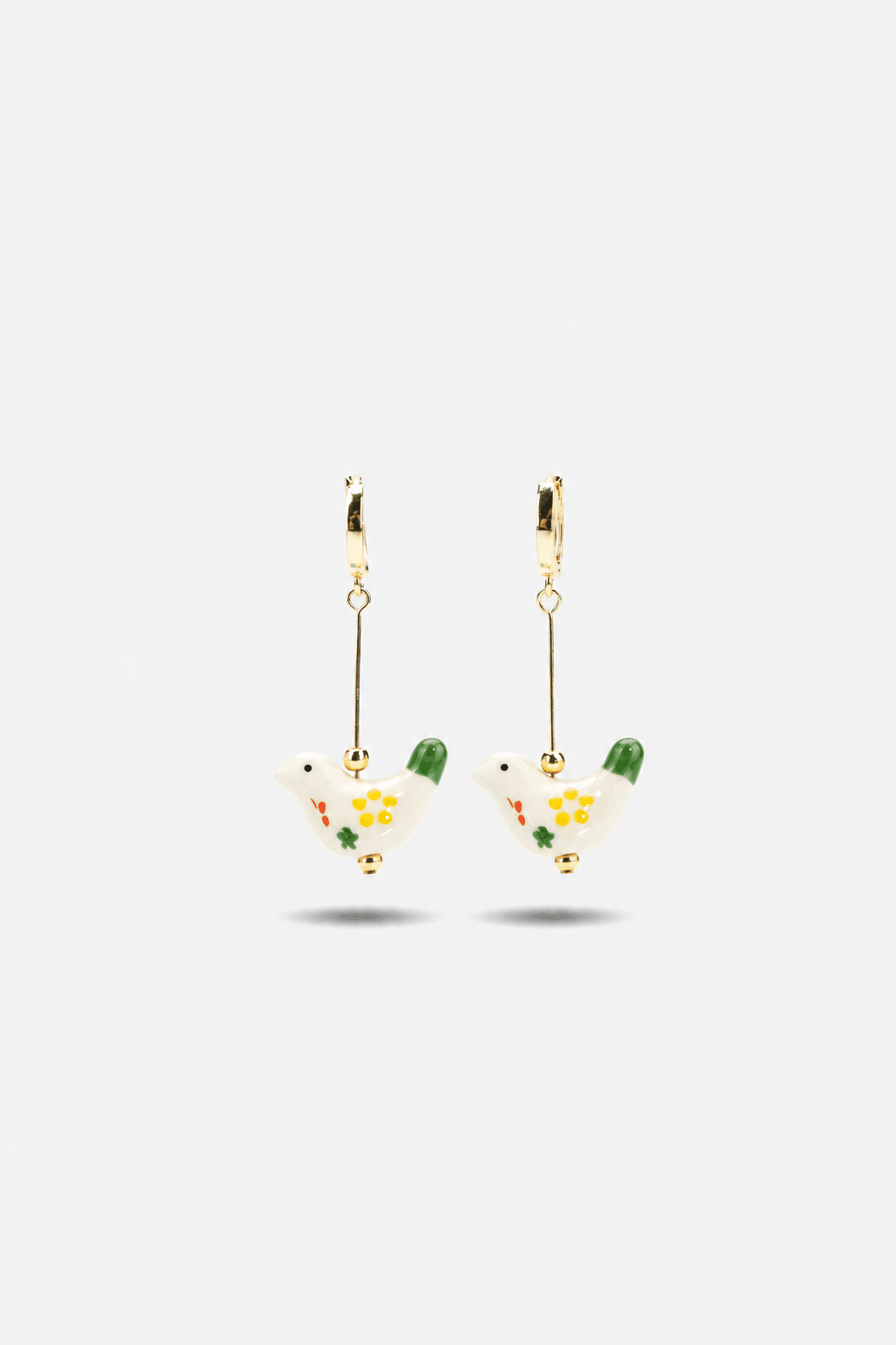 White Green Bird - New Design Earring - EenPorcelain-Enamel Painted Jewelry